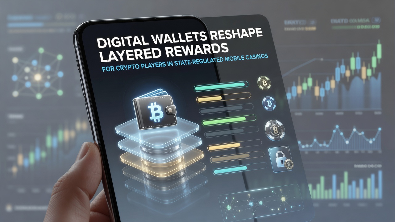 Digital wallet interface displaying layered crypto rewards on a mobile casino app screen