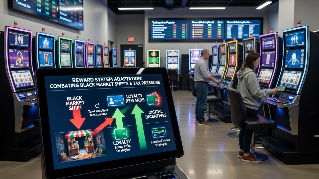 Casino loyalty card being scanned at a rewards terminal with digital interface