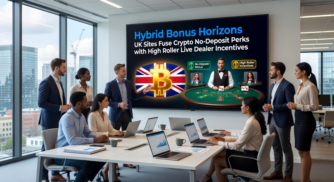 Screenshot of a UK casino dashboard displaying crypto no-deposit claims alongside high roller live dealer promotions and VIP cashback meters