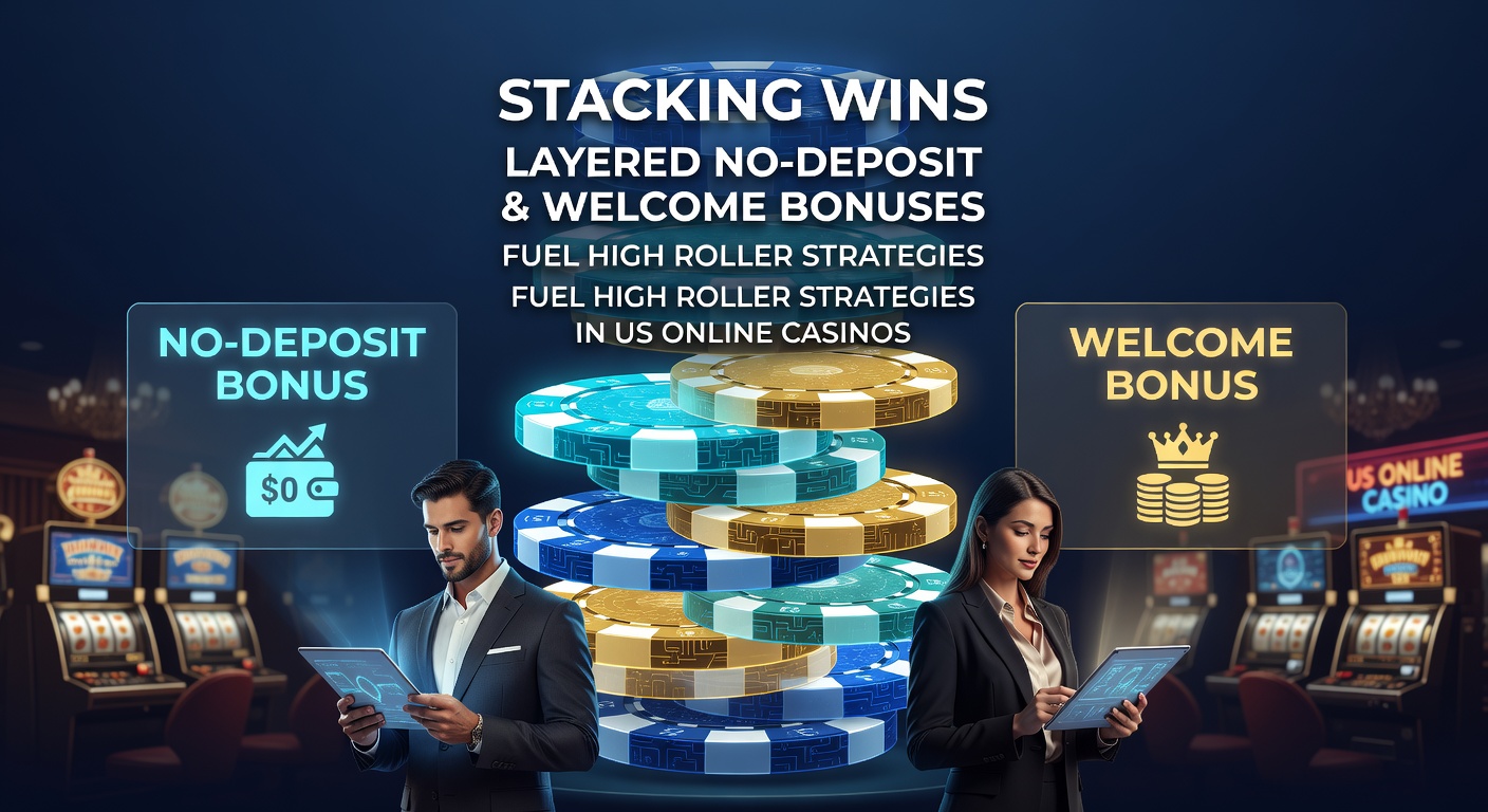 High roller strategy flowchart illustrating bonus stacking from no-deposit claims to welcome bonus unlocks and high-stakes wagering