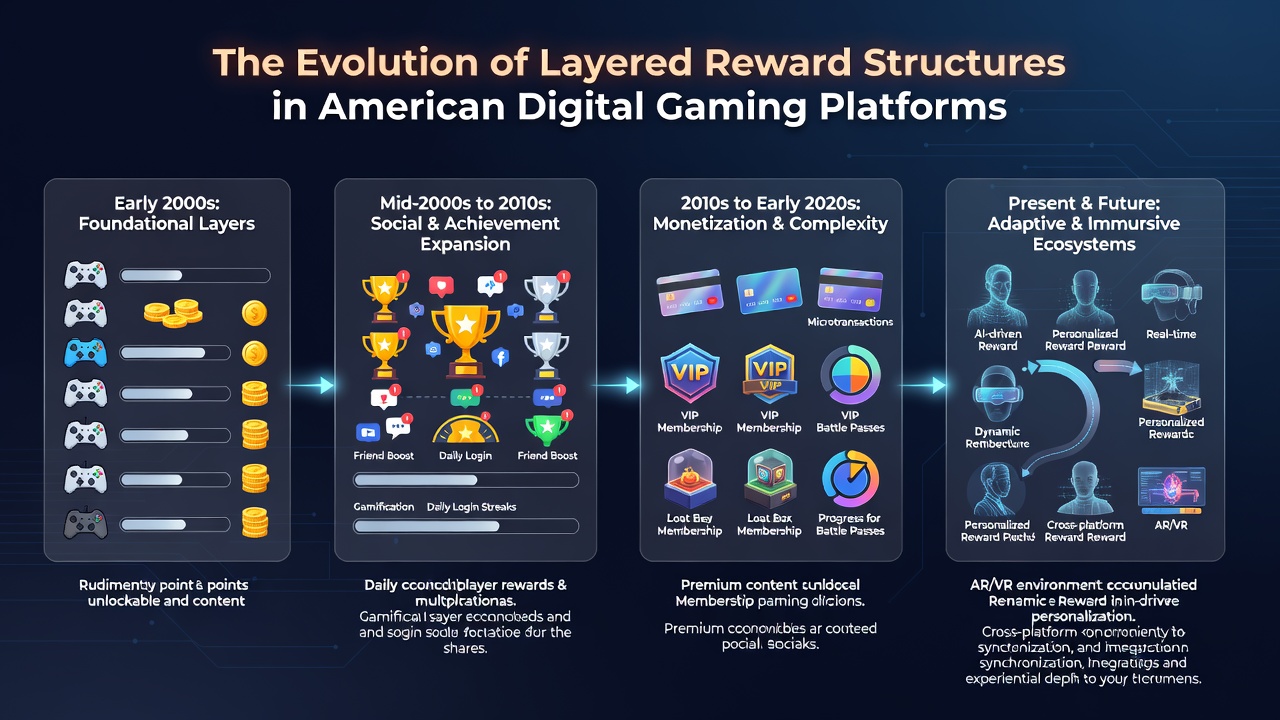 Modern mobile casino app interface displaying stacked reward tiers and VIP progression indicators